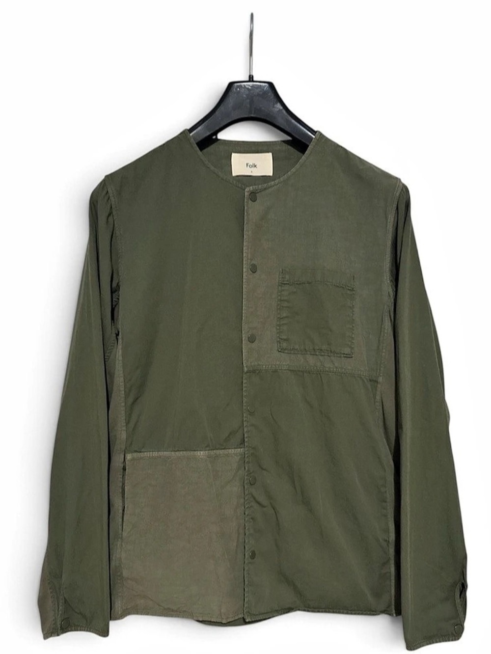 Folk Olive Patchwork Button Front Shirt